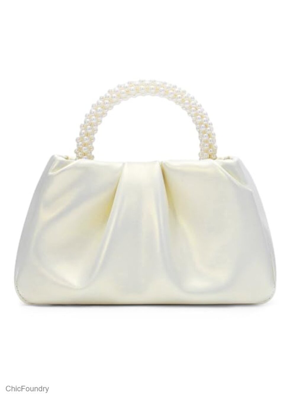 PU Leather Ruched Pearl Clutch Evening Bag Crossbody Wedding Party